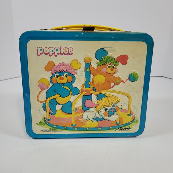 Vintage Aladdin Popples Metal Lunchbox  and Thermos Set 1986 - Picture 2 of 16